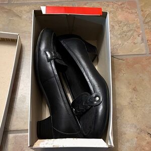 Clark’s Black Loafers with Braided Detail